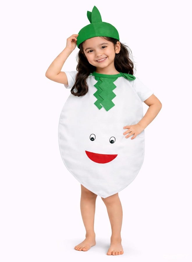 Nic Fruit And Vegetable Fancy Dress Costume For Kids | Fruit Shape Cutout For Childs | Healthy Fruits Dress (Jumpsuit Not Include) (Radish, 6-7 Years) - Image 1