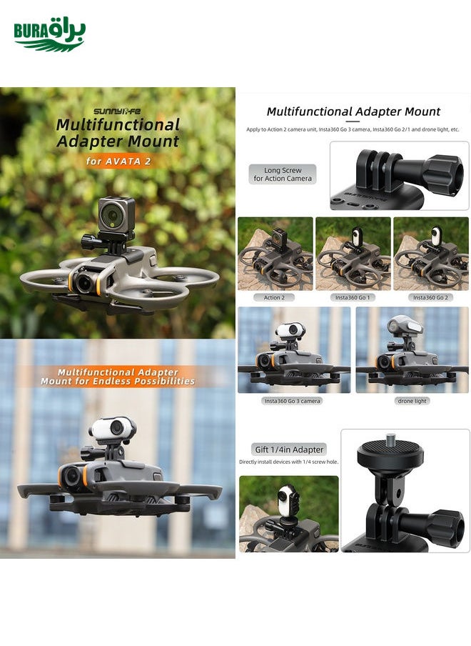 BURAQ For DJI Avata 2 Sunnylife Action Camera Holder Mount Drone Light Bracket Lamp (Black)  - Image 3