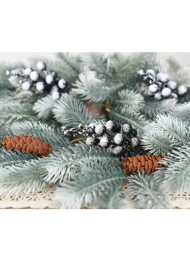 Fomlily Fomlily 16 Pack Christmas Glitter Berries Stems  8"" Artificial Christmas Picks Snowy Berry Stems for Christmas Tree Ornaments  DIY Xmas Wreath  Crafts  Holiday and Home Decor (Black)  - Image 3