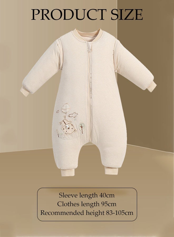 Sleeping Bag with Feet, All Year Round Baby Sleeping Bag,Detachable long sleeves， Winter, 100% Pure Cotton, Autumn, Winter, Sleeping Blanket, L - Image 2