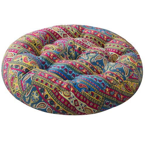 CODi Codi Meditation Floor Pillow Boho Pillows Seating for Adults and Kids Large Round Cushion for Yoga Living Room Tatami Sitting Memory Foam Added 22x22 Inch Multi Blaidiere