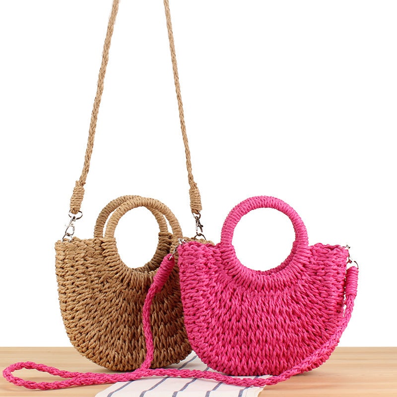 Women's Woven Shell Crossbody Bag for Beach Vacation - Image 1