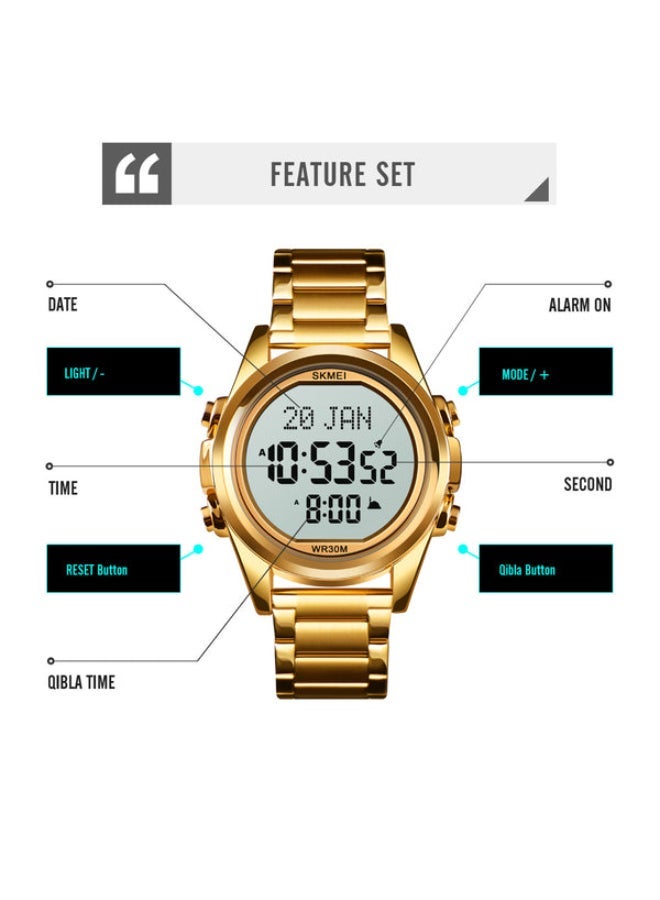 Men's Alloy Digital Watch J4610G-B - 35 mm - Gold - Band Colour: Gold - Image 3