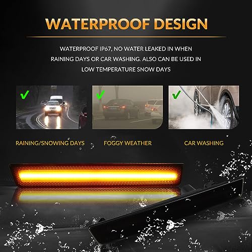 DERMOKA LED Side Marker Lights Front Bumper Amber Parking Signal Lamps for Dodge Challenger 2015-2023 Smoked Len, 2PCS - Image 5