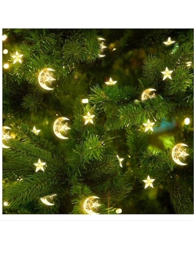Boxwoods LED Star and Moon Motifs Decorative Lights Fairy String   Window Curtain Warm White With 8 Lighting Modes for Home decor Ramadan Eid And Umrah Mubarak Party - Image 4