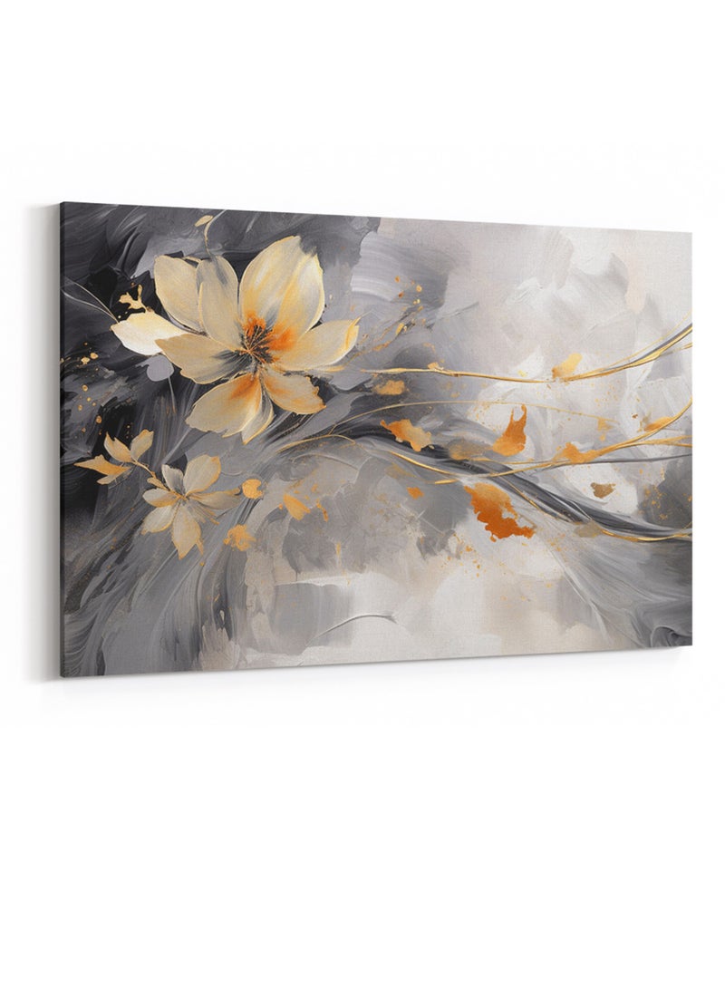 LOWHA Canvas Wall Art Stretched Over Wooden Frame with Elegant Flowers Painting - Image 4