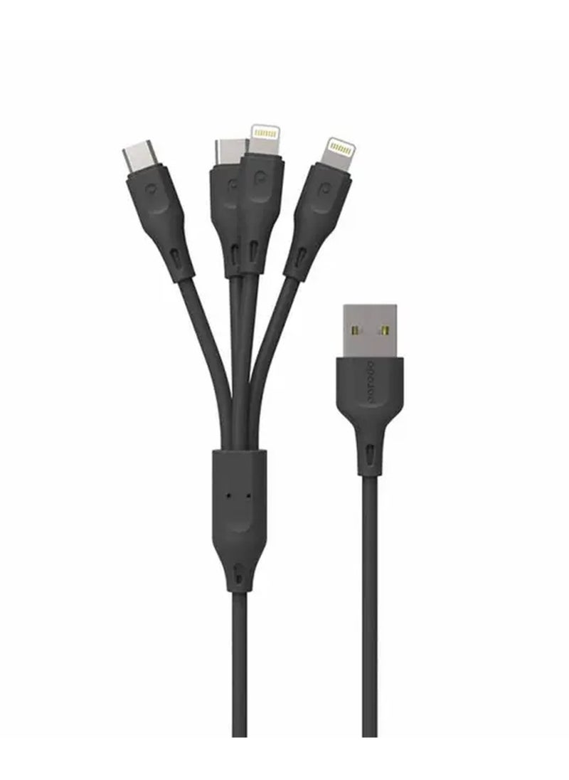 4in1 USB Cable Lightning /Type-C/Micro Durable Fast Charge and Data Cable (1.2m/4ft)