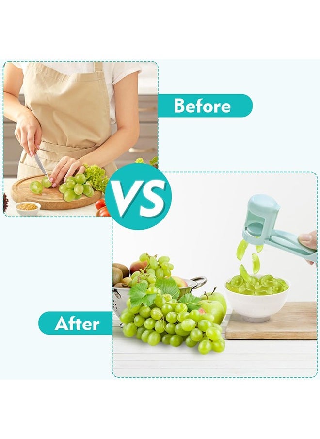 HS - Grape Cutter For Kids, Stainless Steel Fruit Cutter, Quarter Grape Slicer, Suitable For Vegetable Fruit Salad Cake Decoration, Kitchen Gadget Fruit Slicer (Blue) - Image 1