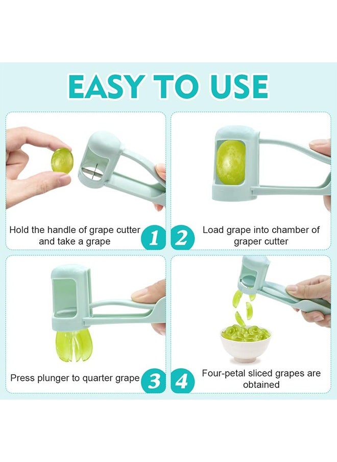 HS - Grape Cutter For Kids, Stainless Steel Fruit Cutter, Quarter Grape Slicer, Suitable For Vegetable Fruit Salad Cake Decoration, Kitchen Gadget Fruit Slicer (Blue) - Image 1