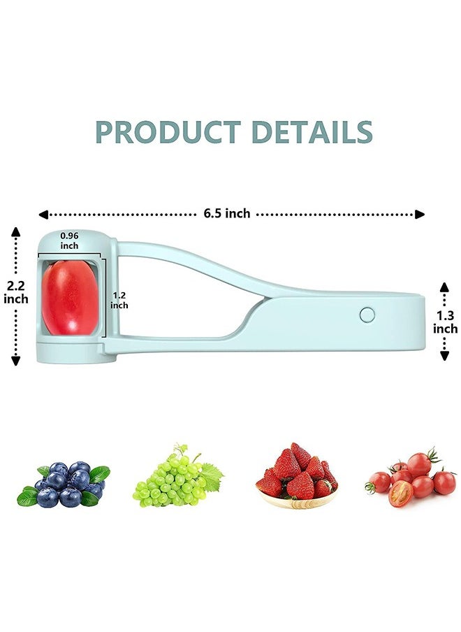 HS - Grape Cutter For Kids, Stainless Steel Fruit Cutter, Quarter Grape Slicer, Suitable For Vegetable Fruit Salad Cake Decoration, Kitchen Gadget Fruit Slicer (Blue) - Image 1