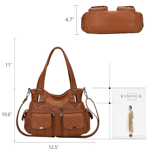 KL928 Purses and Handbags for Women Large Hobo Shoulder Bags Soft PU Leather Multi-Pocket Tote Bag - Image 2
