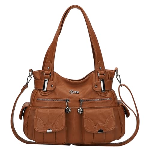 KL928 Purses and Handbags for Women Large Hobo Shoulder Bags Soft PU Leather Multi-Pocket Tote Bag - Image 1