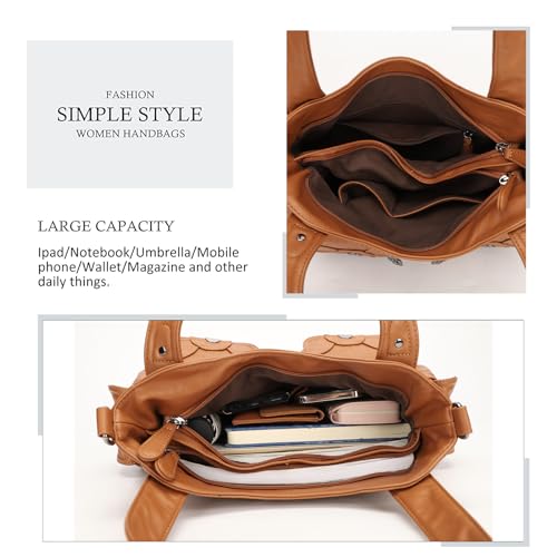 KL928 Purses and Handbags for Women Large Hobo Shoulder Bags Soft PU Leather Multi-Pocket Tote Bag - Image 4