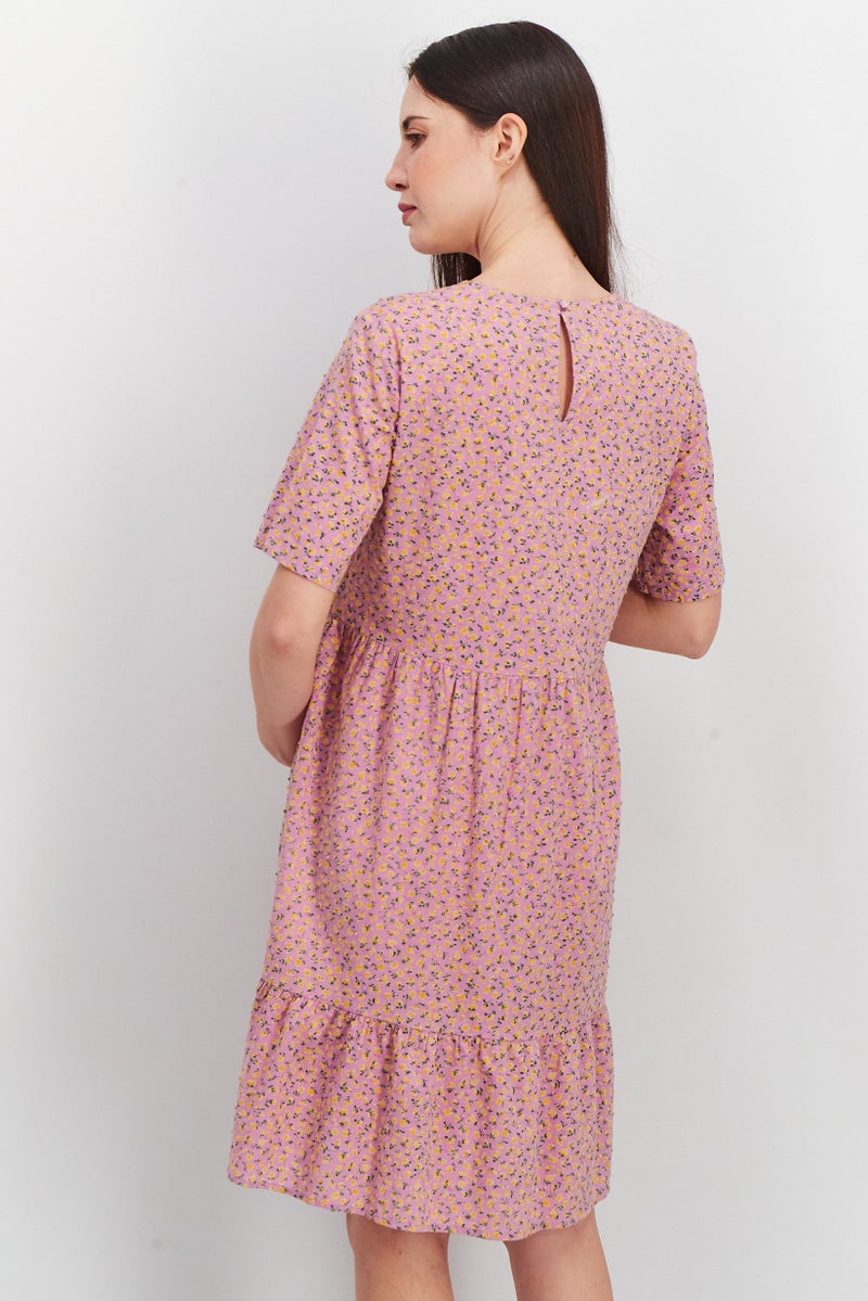 PIECES Maternity Floral Print Midi Dress, Lavender Combo - Image 3