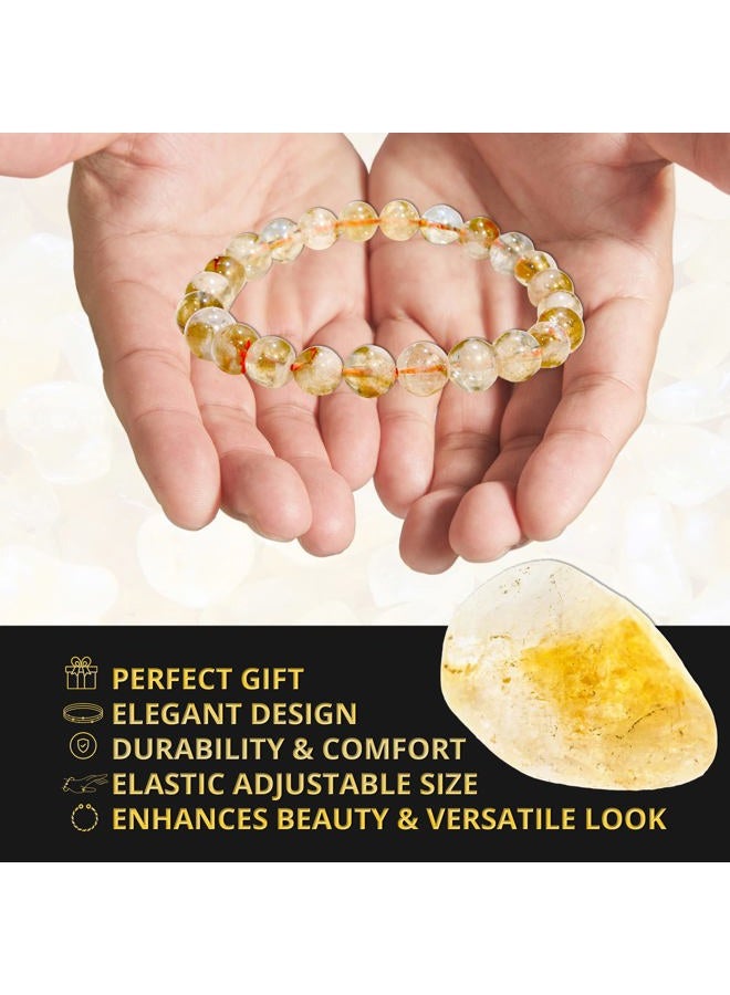 ANAYA AGATE Genuine Citrine Bracelet, Healing Crystal Bracelet for Women and Men, 8mm Round Beaded Bracelet for Spiritual Healing, Protection, Positive Energy, Elastic Adjustable Size Gemstone Bead Bracelet - Image 4