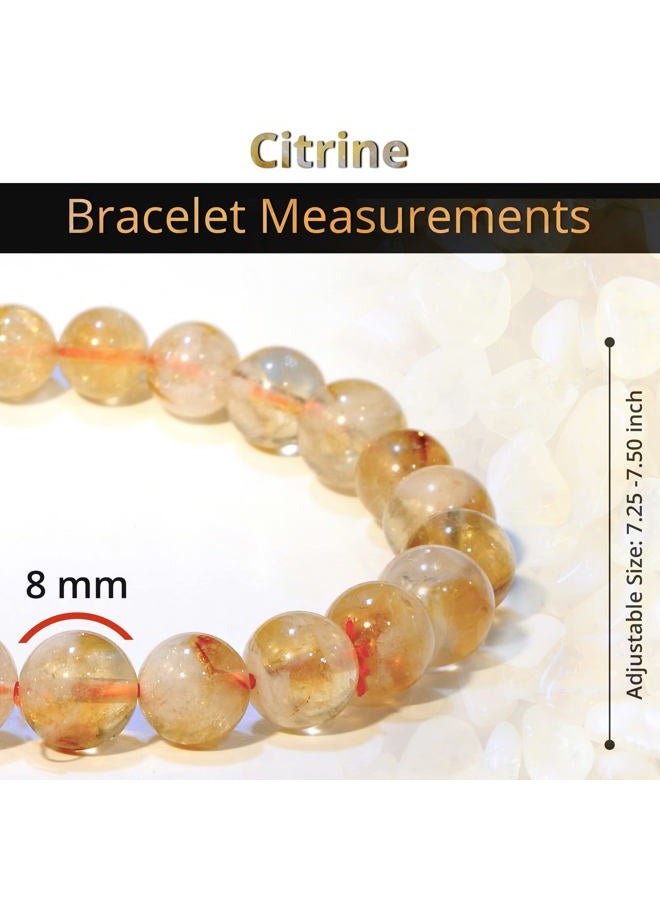 ANAYA AGATE Genuine Citrine Bracelet, Healing Crystal Bracelet for Women and Men, 8mm Round Beaded Bracelet for Spiritual Healing, Protection, Positive Energy, Elastic Adjustable Size Gemstone Bead Bracelet - Image 3