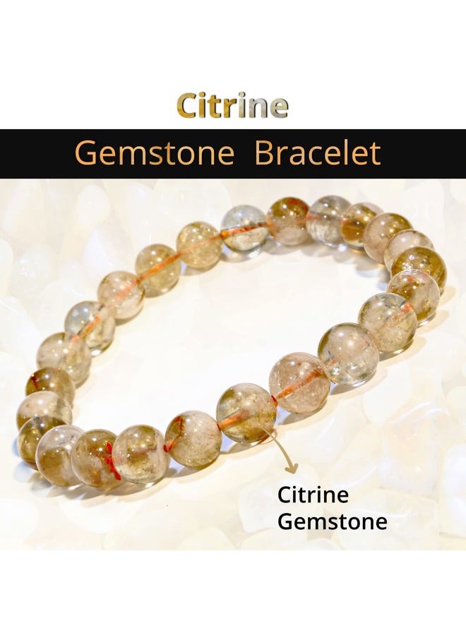 ANAYA AGATE Genuine Citrine Bracelet, Healing Crystal Bracelet for Women and Men, 8mm Round Beaded Bracelet for Spiritual Healing, Protection, Positive Energy, Elastic Adjustable Size Gemstone Bead Bracelet - Image 2