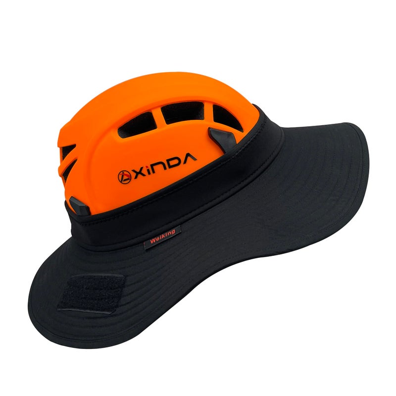 ويكينج خوذة تسلق مطورة، قبعة شمسية، خوذات أمان، إكسسوارات للحماية من الشمس، تناسب فريق الإنقاذ، عامل الارتفاعات العالية، عامل بناء (أسود) - Image 2