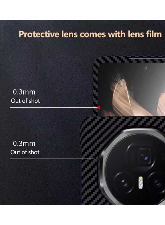 general Compatible with Honor Magic V5 Magnetic Rotating Ring Holder Shell Carbon Fiber Pattern Folding Phone Case For Honor Magic V5 - Image 4