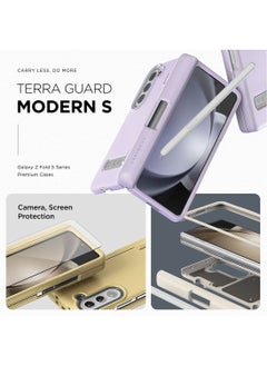 VRS Design Terra Guard Modern Pen Edition Samsung Galaxy Z Fold 5 Case Cover (2023) with S-Pen Compartment in Hinge Protection and Front Screen Protector - Cream (S-Pen NOT included)  - Image 3
