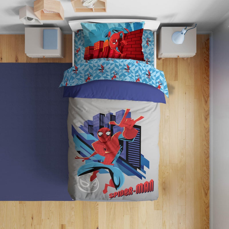 Sunny Side Up Kids Comforter Set Includes Sheets and Pillow Covers - Soft and Cozy Bed Set for Stylish Room Decor, Gray - Spiderman, 4 Piece Toddler Bedding - Image 1