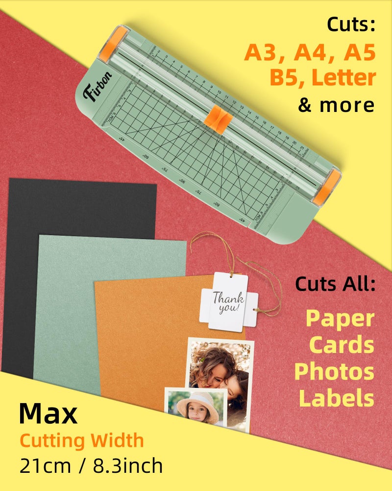Firbon Morandi A5 Paper Cutter, Straight Small Paper Trimmer with Side Ruler for Scrapbooking Craft, Paper, Coupon, Label, Cardstock - Image 3