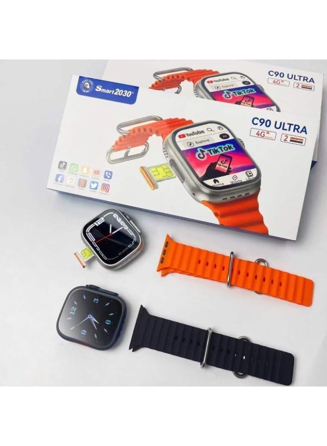 سمارت باري ساعة C90 Ultra الذكية (4G) – مقاومة للماء، شحن لاسلكي، كاميرا مزدوجة وشاشة عالية الدقة (HD) مقاس 2.2 بوصة - Image 2