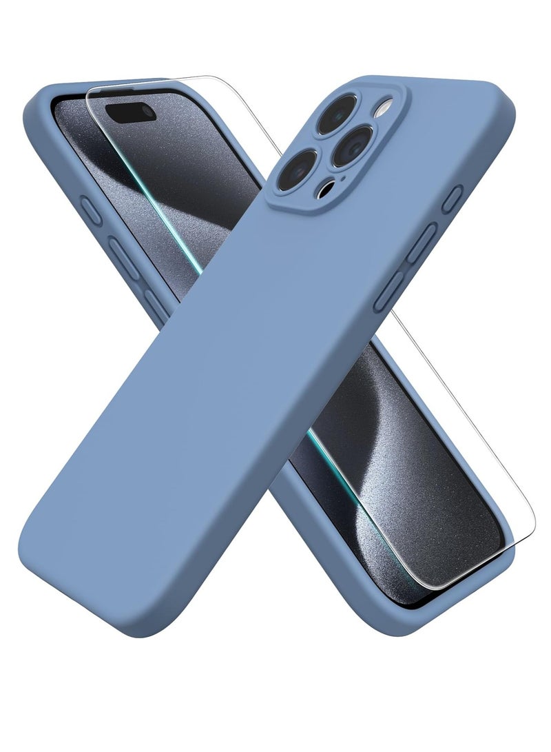 ELTRAZONE Compatible with iPhone 15 Pro Max Case 6.7", with 1 x Screen Protector, Silky-Soft Touch Liquid Silicone Case Shockproof Rubber Case for iPhone 15 Pro Max-French Blue - Image 1