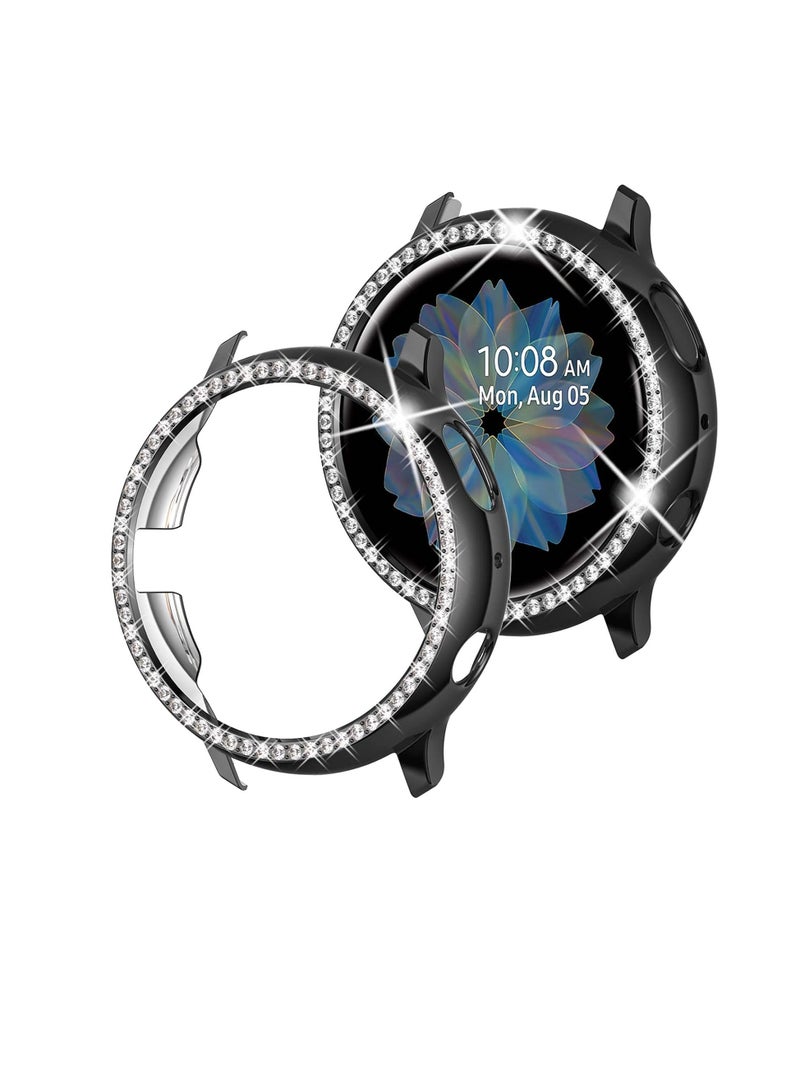 Bumper Diamond Case Compatible with Samsung Galaxy Watch Active 2 44mm, Bling Crystal Diamonds PC Plastic Protector Case Cover Frame For Galaxy Watch Active2 44 mm (Black) - Image 1