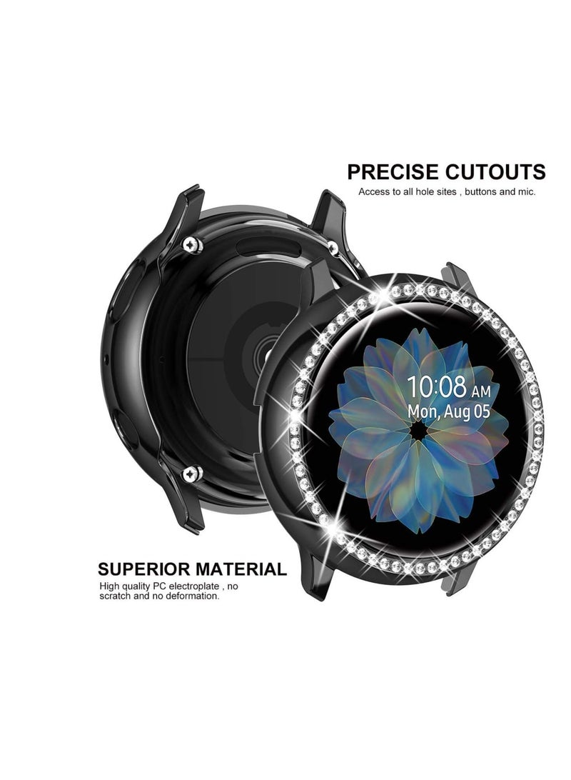 Bumper Diamond Case Compatible with Samsung Galaxy Watch Active 2 44mm, Bling Crystal Diamonds PC Plastic Protector Case Cover Frame For Galaxy Watch Active2 44 mm (Black) - Image 3