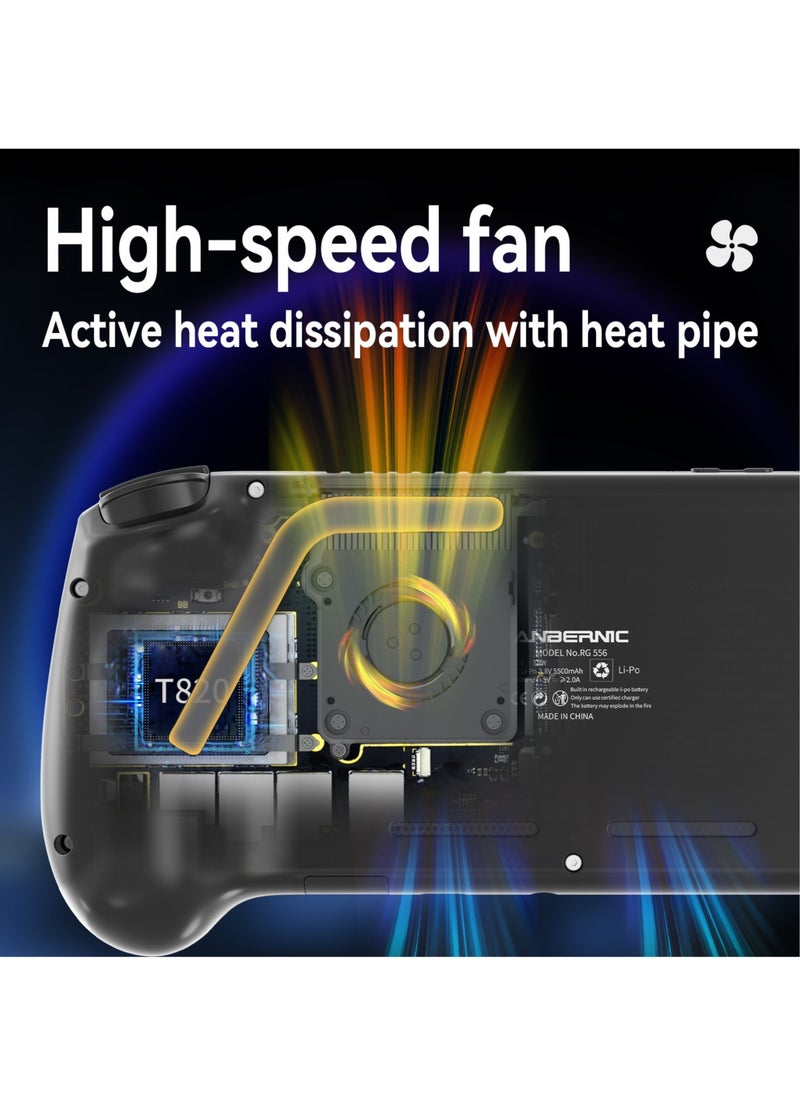 ANBERNIC  - ANBERNIC RG556 Handheld Game Console Unisoc T820 Android 13 5.48 inch AMOLED Screen 5500mAh WIFI Bluetooth Retro Video Players (Black 256G) - Image 1