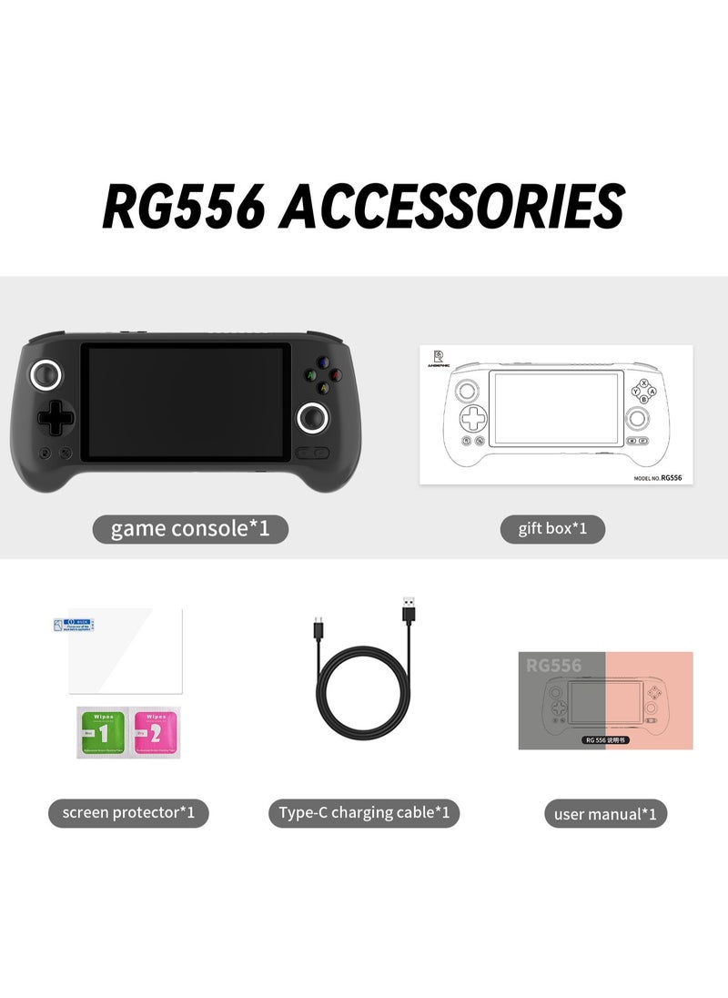 ANBERNIC  - ANBERNIC RG556 Handheld Game Console Unisoc T820 Android 13 5.48 inch AMOLED Screen 5500mAh WIFI Bluetooth Retro Video Players (Black 256G) - Image 1