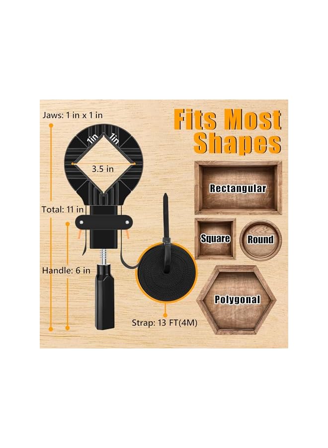 promass 1 Pack Strap Clamps for Woodworking, Quick Release Band Clamps with 4 Corner Claws, Thick and Sturdy Belt Clamps, Adjustable Picture Frame Clamp Tool Frame Clamp Quick Release Strap Clamp - Image 2