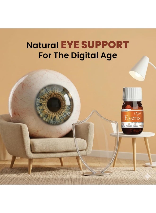 ZEROHARM Holo Eyeris | مكمل غذائي للعين يحتوي على اللوتين والزياكسانثين | يدعم صحة البصر ويساعد في تخفيف إجهاد العين الرقمي والتعب الناتج عن قضاء فترات طويلة أمام الشاشات - مناسب للرجال والنساء والطلاب - 90 قرصاً (عبوتان) - Image 3