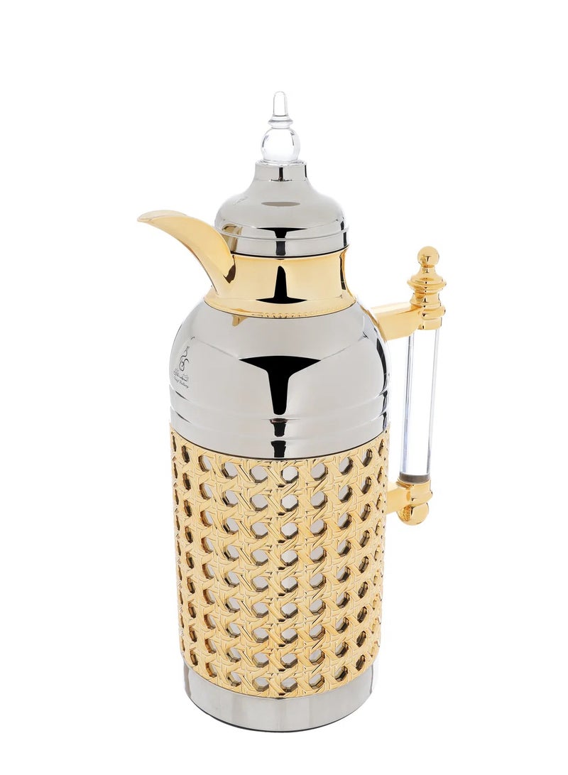 Alsaif Gallery Al Saif Gallery Sarah thermos set, 1 liter, transparent handle, thermal glass inner case, steel outer shell - silver - Image 2