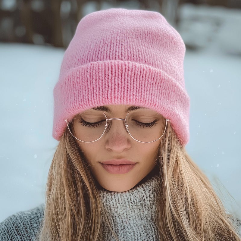Scotamalone Beanie Hat for Women Men Knit Cuffed Cap Pink - Image 4