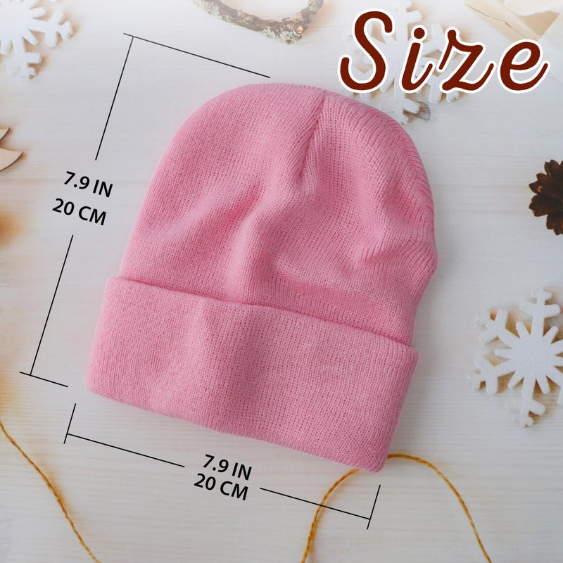 Scotamalone Beanie Hat for Women Men Knit Cuffed Cap Pink - Image 2