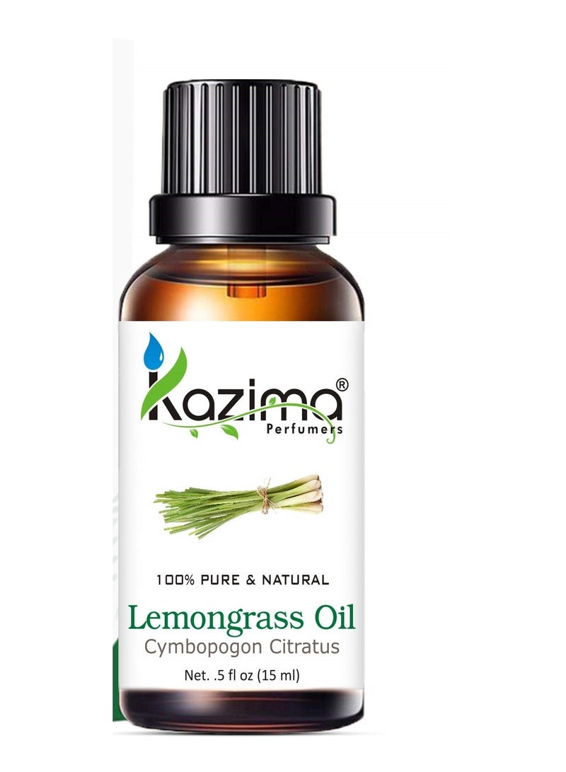 كازيما زيت عشبة الليمون العطري من كازيما (KAZIMA) - نقي وطبيعي 100% وغير مخفف، للعناية بالبشرة والشعر (15 مل) - Image 2