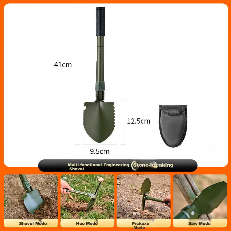 JD Jing Zao Suncojia Outdoor Military Shovel, Multi-Functional Iron Spade, Folding Shovel, Car-Mounted Military Shovel, Pot Planting, Soil Loosening, Vegetable Digging - Image 1