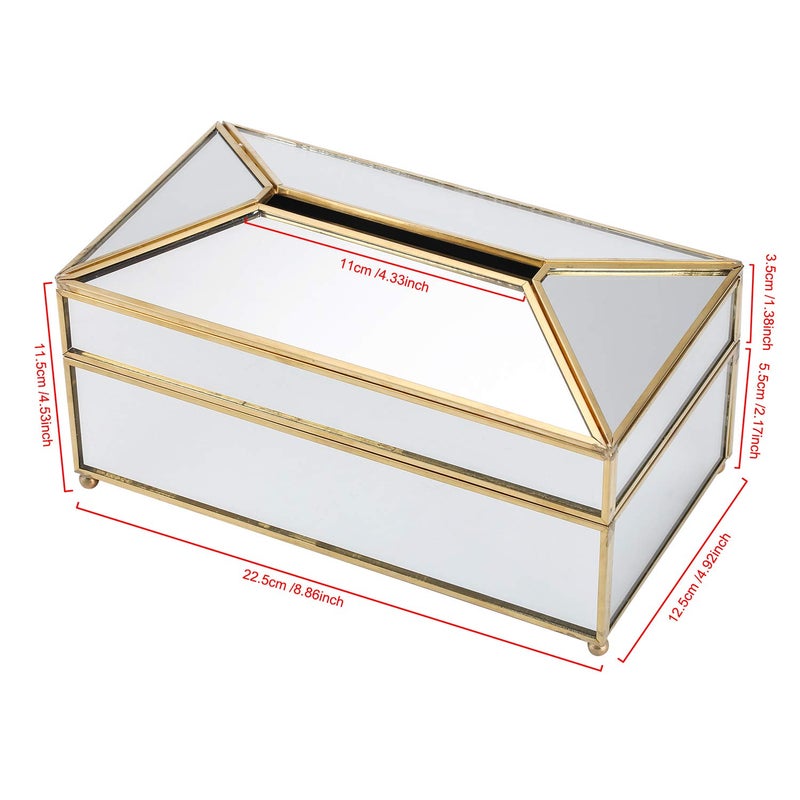 WaiTing Decorative Tissue Box Holder, Glass Napkin Storage Box Pumping Paper Dispenser Facial Tissue Holder for Dresser Bathroom Bedroom Home Office Car Restaurant - Ideal Gift (Mirror) - Image 2
