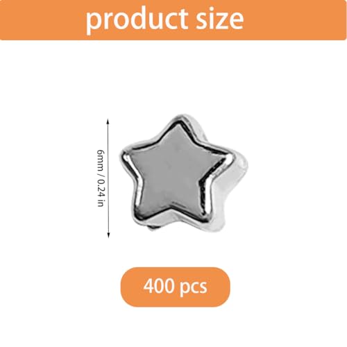 ZYYC 400 Pieces Star Shape Spacer Beads, 6mm Large Hole Loose Beads Accessories for Jewelry Making (Silver) - Image 4