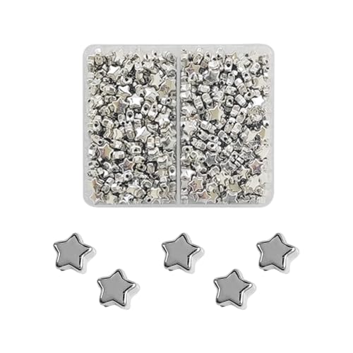 ZYYC 400 Pieces Star Shape Spacer Beads, 6mm Large Hole Loose Beads Accessories for Jewelry Making (Silver) - Image 1