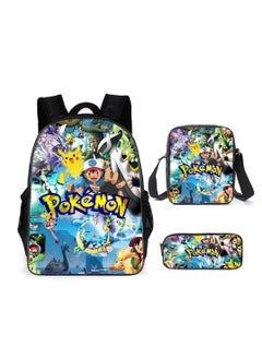 Pokemon Cartoon Backpack Three-piece Student School Bag  - Image 1