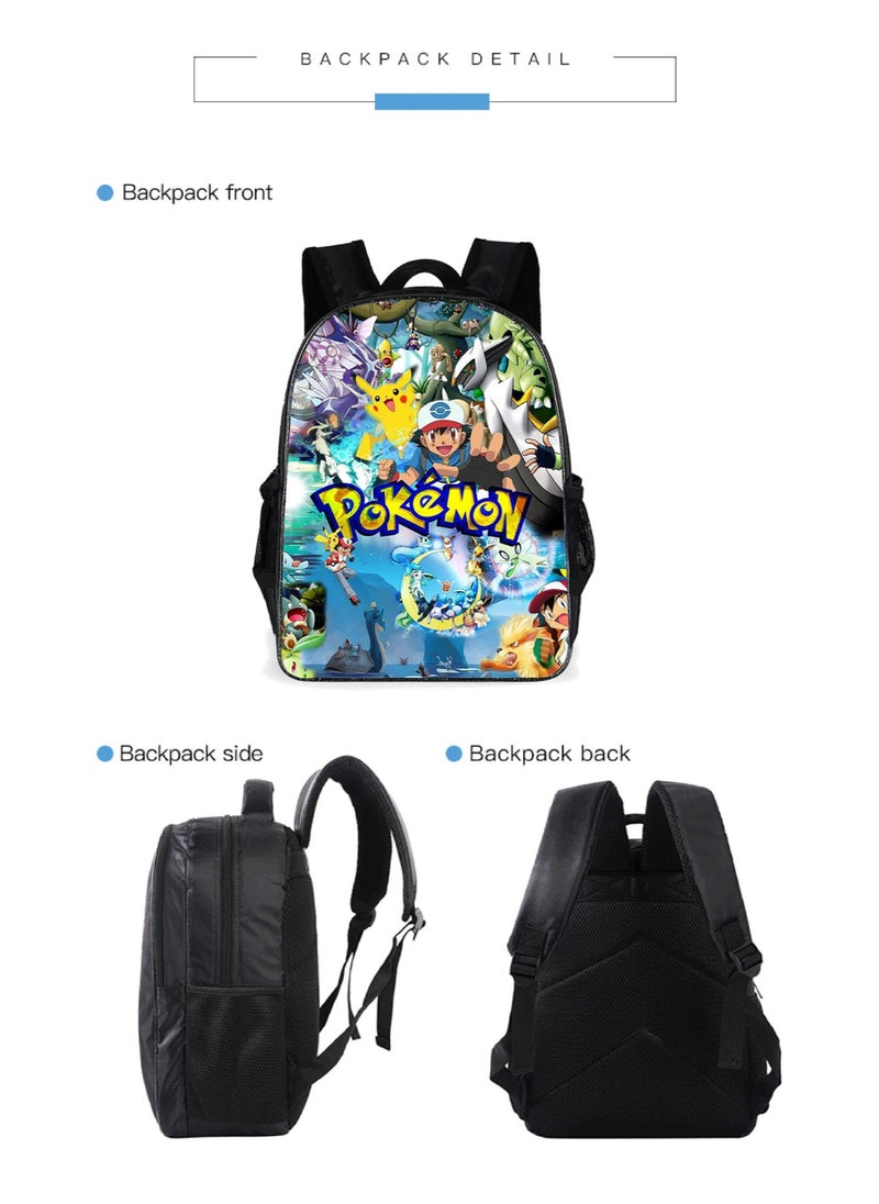 Pokemon Cartoon Backpack Three-piece Student School Bag  - Image 5