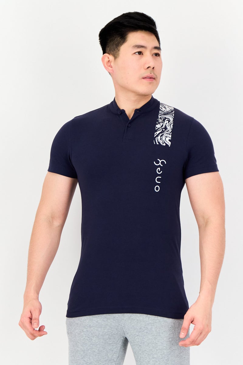 PUMA One8 Men Sportswear Fit Brand Logo Short Sleeves Outdoor Polo Shirt, Navy - Image 1