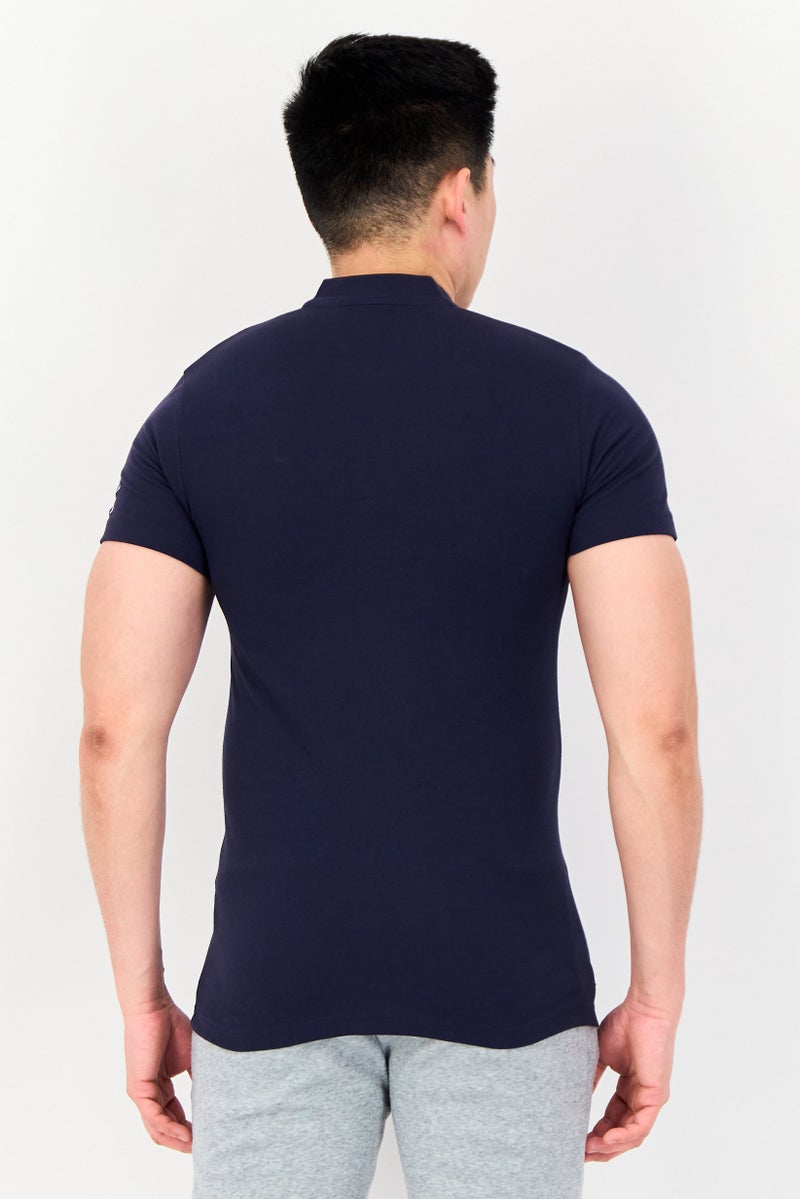 PUMA One8 Men Sportswear Fit Brand Logo Short Sleeves Outdoor Polo Shirt, Navy - Image 3