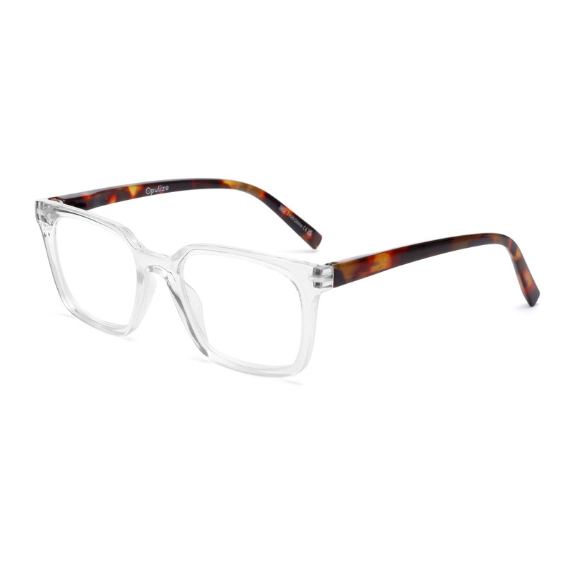 OPULIZE KOI Reading Glasses for Women Men,Scratch Resistant Large Rectangular frame with spring hinges, Clear +1 (Pack of 1) - Image 2