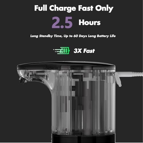 YIKHOM Automatic Liquid Soap Dispenser, Dish Soap Dispenser 8 Volume Control Adjustable, 15.37 oz/450mL Touchless Sanitizer Dispenser, Motion Sensor Soap Pump for Kitchen Bathroom, USB C Rechargeable - Image 4
