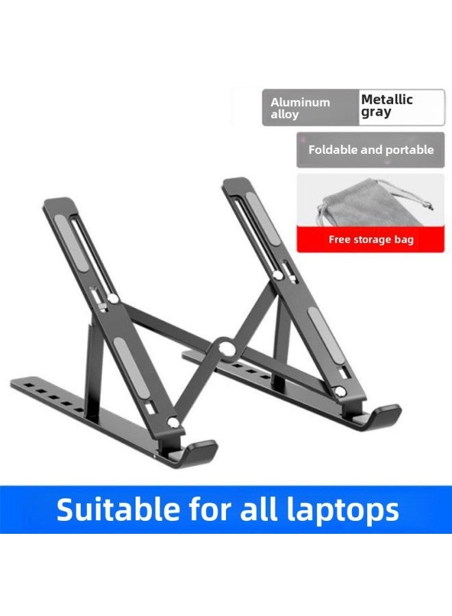 N3 Aluminum Alloy Laptop Desktop Stand Folding Mobile Phone Tablet Height Increasing Cooling Base Hanging Support Frame-Color:N3 Aluminum Alloy Six-gear  With Storage Bag - Image 1