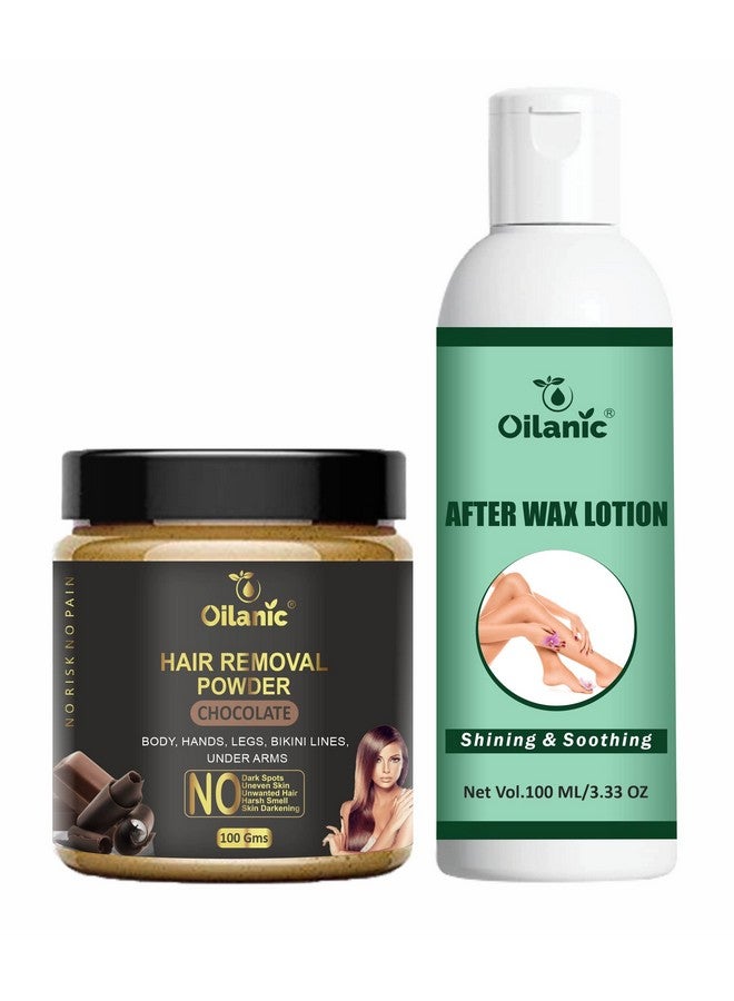 Oilanic Chocolate Hair Removal Powder and After Wax Lotion (Combo of 2)|Natural Hair Removal for Body, Hands, Legs, Bikini Line and Underarms After Wax Lotion for Body for Men and Women| - Image 1